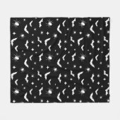 Zwarte Halloween enge vleermuizen en spinnen patro Fleece Deken (Voorkant (Horizontaal))