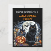 Zwarte Halloween-feestuitnodiging voor kinderen  (Voorkant)