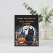 Zwarte Halloween-feestuitnodiging voor kinderen  (Staand voorkant)