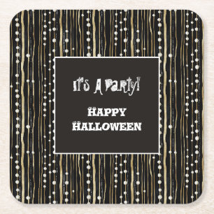 Zwarte Halloween Gouden Witte Parels verkleedfeest Kartonnen Onderzetters