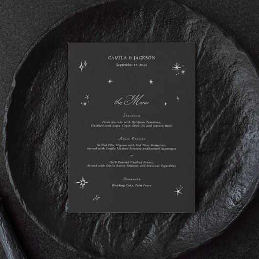 Zwarte Halloween Hemelbruiloft Menu Kaart