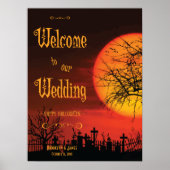 Zwarte Halloween Huwelijksreceptie Bord Afdruk 45x Poster (Voorkant)
