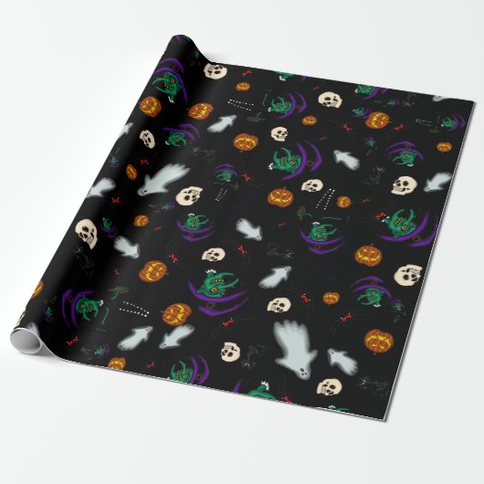 Zwarte Halloween Inpakpapier (Uitgerold)