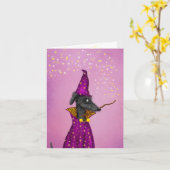 Zwarte halloween-kaart met wizardhond kaart (Gele Bloem)