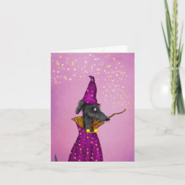 Zwarte halloween-kaart met wizardhond kaart