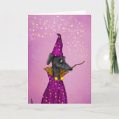 Zwarte halloween-kaart met wizardhond kaart (Voorkant)