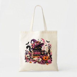 Zwarte Halloween kat boodschappentas Tote Bag