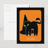 zwarte halloween-kat-heks briefkaart (Voorkant / Achterkant)