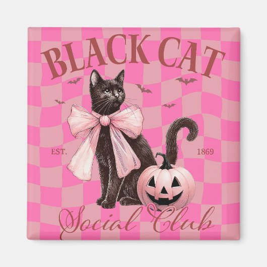 Zwarte Halloween Kat Knuffel Magneet (Voorkant)