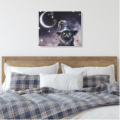 Zwarte Halloween kat met een heks Pet Canvas Afdruk (Insitu (Slaapkamer))