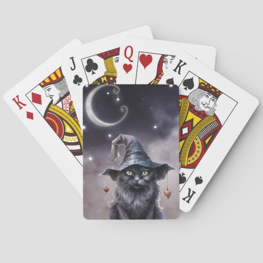 Zwarte Halloween kat met een heks Pet Pokerkaarten (Achterkant)