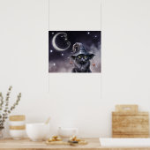 Zwarte Halloween kat met een heks Pet Poster (Keuken)