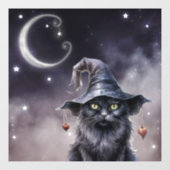 Zwarte Halloween kat met een heks Pet Raamsticker (Vel)