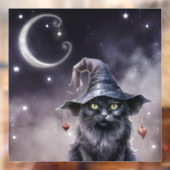 Zwarte Halloween kat met een heks Pet Raamsticker (Vel 2)
