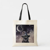 Zwarte Halloween kat met een heks Pet Tote Bag (Achterkant)