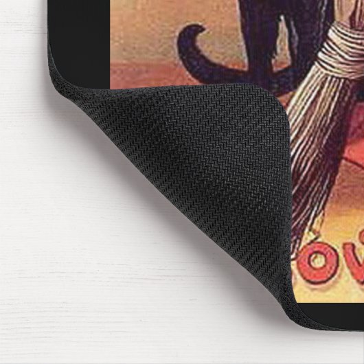  zwarte halloween kat muismat (Hoek)