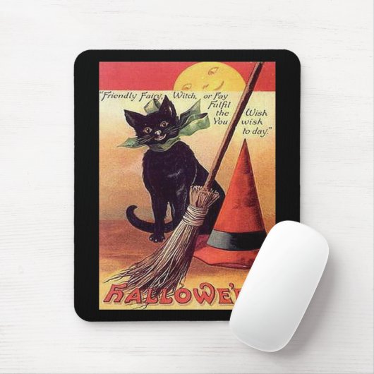  zwarte halloween kat muismat (Met muis)