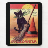  zwarte halloween kat muismat (Voorkant)
