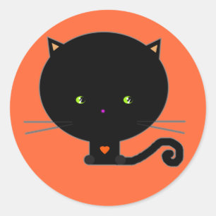 Zwarte Halloween kat stickers