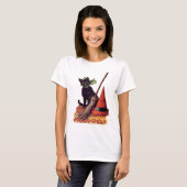 zwarte halloween kat t-shirt (Voorkant volledig)