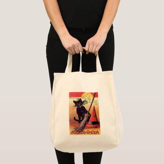  zwarte halloween kat tote bag (Voorkant (product))