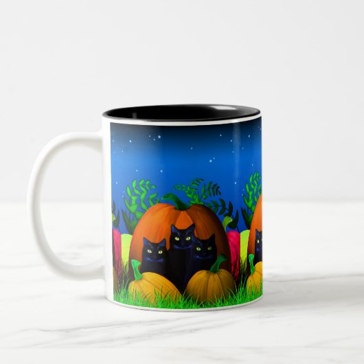 Zwarte Halloween-katten met pompoenen Mok (Links)