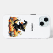 Zwarte Halloween Kitten Met Pompoenen & Heks Pet Case-Mate iPhone Case (Achterkant (horizontaal))
