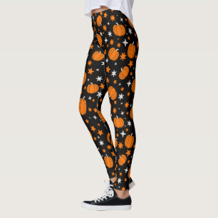 Zwarte Halloween Leggings met Schattigee Oranje po