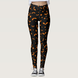 Zwarte Halloween Leggings met spookachtige Oranje 