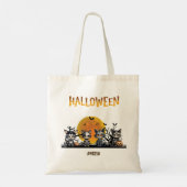 Zwarte Halloween Schattigee Ghost Kittens Trick or Tote Bag (Achterkant)