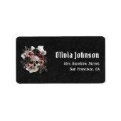 Zwarte Halloween Schedel Bruidsdouche Retouradres Etiket (Voorkant)