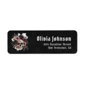 Zwarte Halloween Schedel Bruidsfeest Retouradres Etiket (Voorkant)