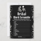Zwarte Halloween Skeleton Bruids Woord Scramble Ga Kaart (Voorkant)