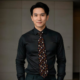 Zwarte Halloween Skull Bone Coffin Pattern Stropdas