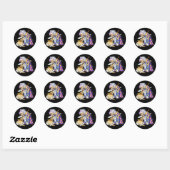 Zwarte halloween-Stickers met Paarse heks Ronde Sticker (Vel)