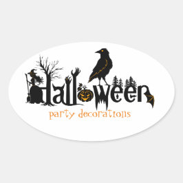 Zwarte Halloween tekst illustratie Ovale Sticker