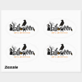 Zwarte Halloween tekst illustratie Ovale Sticker (Vel)