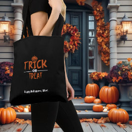 Zwarte Halloween Trick or treat Print Bag Tote Bag