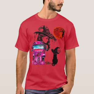 zwarte halloween witch moon & roze Scho T-shirt