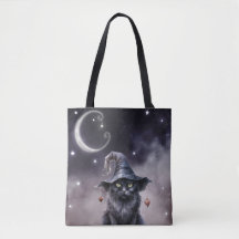 Zwarte Halloweenkat met heksenhut 