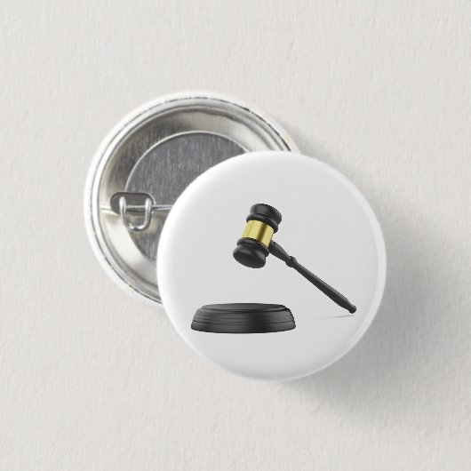 Zwarte hamer ronde button 3,2 cm (Voorkant /achterkant)