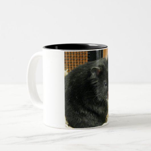 Zwarte hamster tweekleurige koffiemok (Voorkant links)