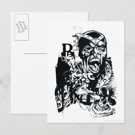 Zwarte hand en schedel briefkaart (Voorkant / Achterkant)