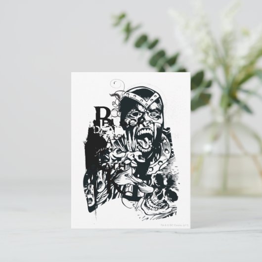 Zwarte hand en schedel briefkaart (Staand voorkant)