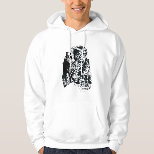 Zwarte hand en schedel hoodie (Voorkant)