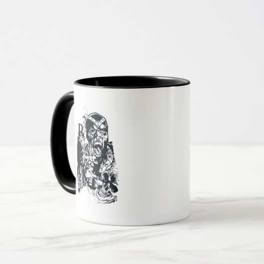 Zwarte hand en schedel mok (Voorkant links)