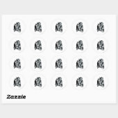 Zwarte hand en schedel ronde sticker (Vel)