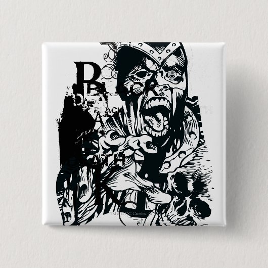 Zwarte hand en schedel vierkante button 5,1 cm (Voorkant)