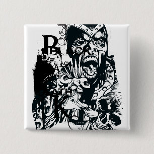 Zwarte hand en schedel vierkante button 5,1 cm