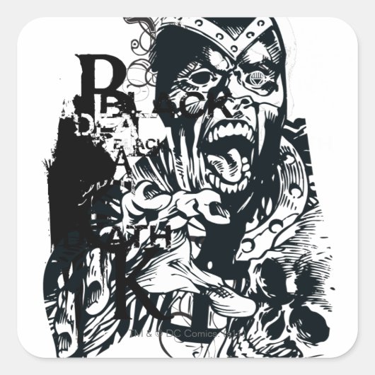 Zwarte hand en schedel vierkante sticker (Voorkant)